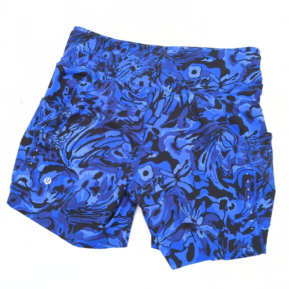 Lululemon Fast & Free High Rise Shorts 6" Blue Galactic Cobalt Sz 14 Athleisure - Picture 2 of 9